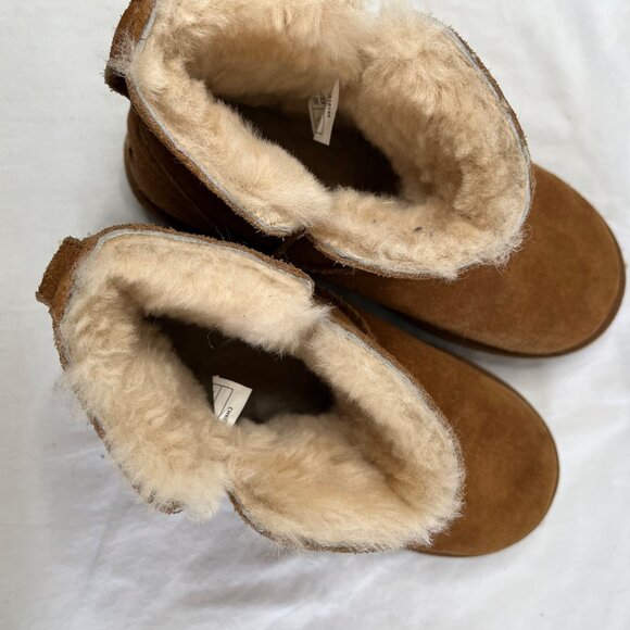 Koolaburra By UGG Womens Suede Shearling Lined Short Boots Size 7 Chestnut - Picture 8 of 12